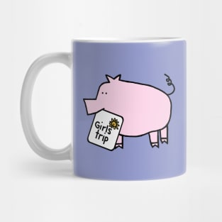 Cute Pink Pig goes on Girls Trip Mug